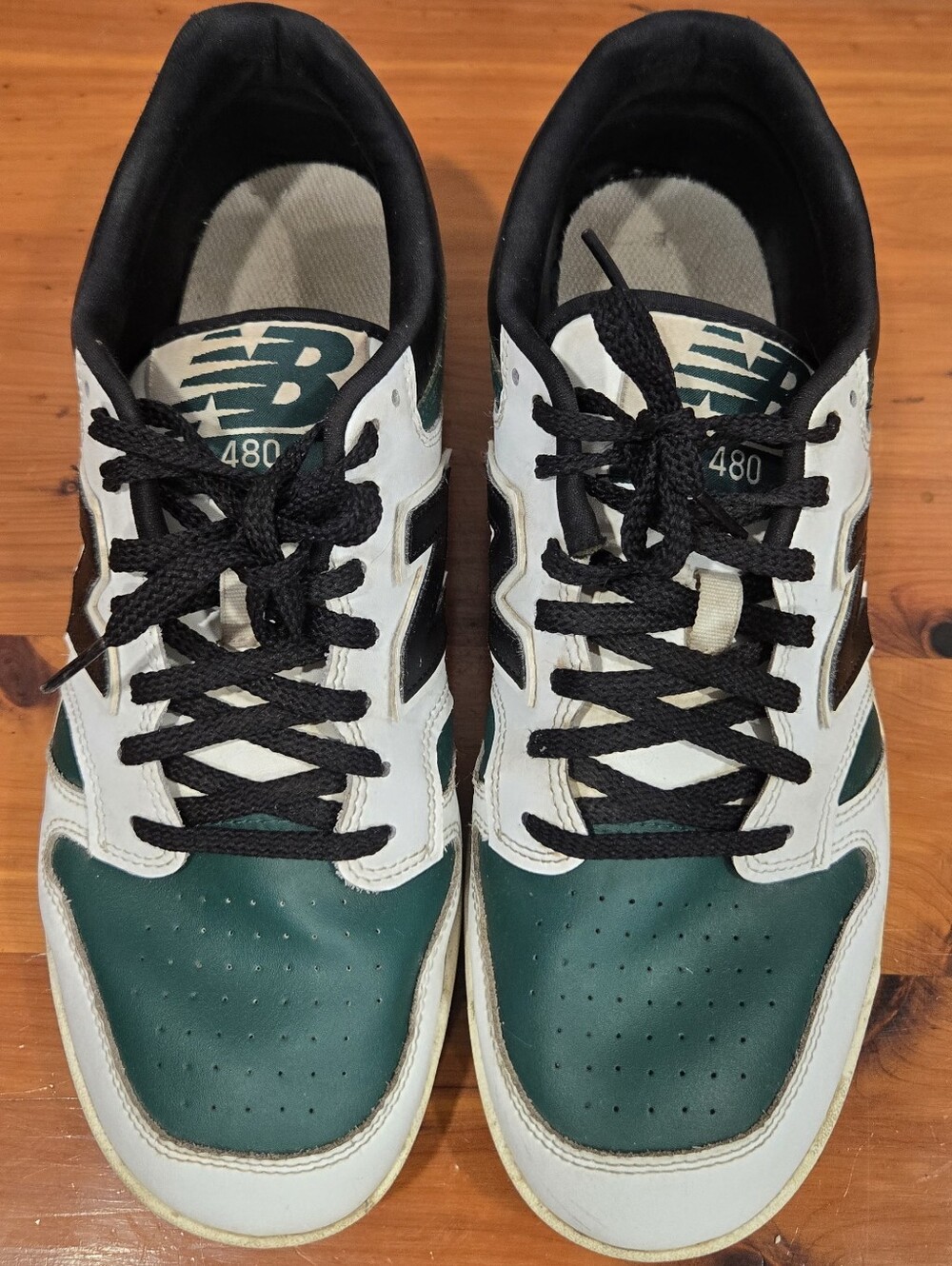 New Balance 480 White Marsh Green Black Casual Sneakers Men’s Size 10.5